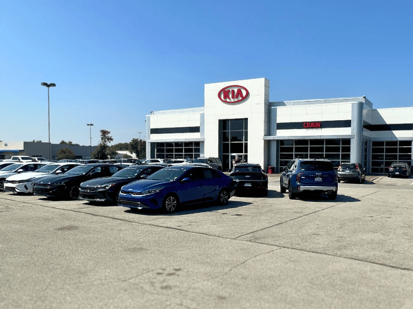 Outside Crain Kia of Bentonville