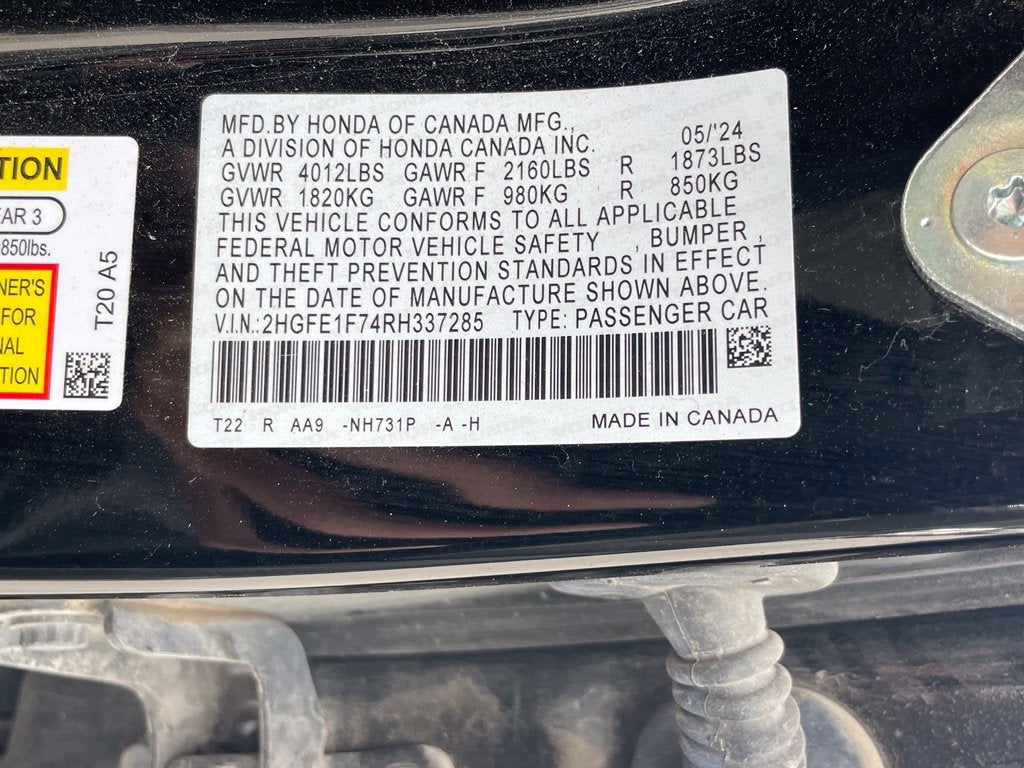 2024 Honda Civic EX - POWER MOONROOF / 42 MPG