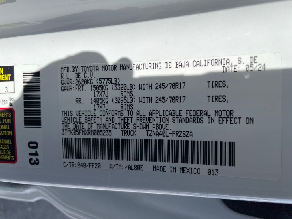 2024 Toyota Tacoma SR5 - WIRELESS CARPLAY / PUSH BUTTON START