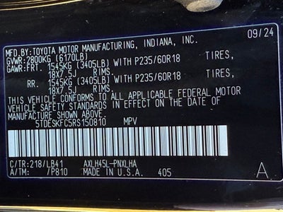 2024 Toyota Sienna Platinum 7 Passenger