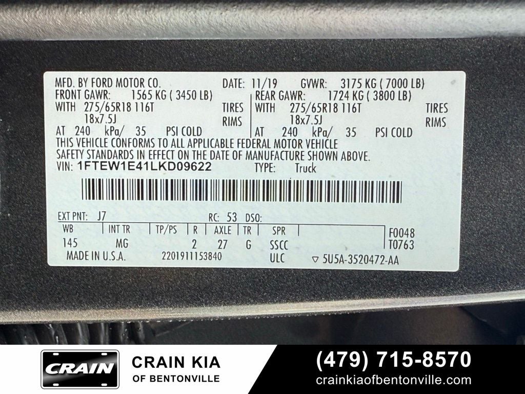 2020 Ford F-150 XLT - 4WD / 302A / CLEAN CARFAX / ONE OWNER