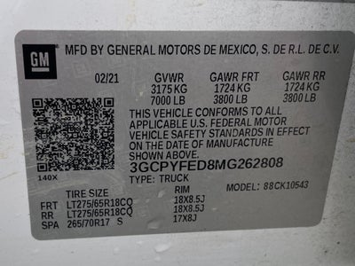 2021 Chevrolet Silverado 1500 LT Trail Boss 4X4 / ONE OWNER