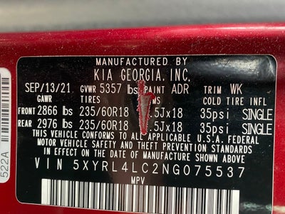 2022 Kia Sorento S NAV / SUNROOF / 3RD ROW