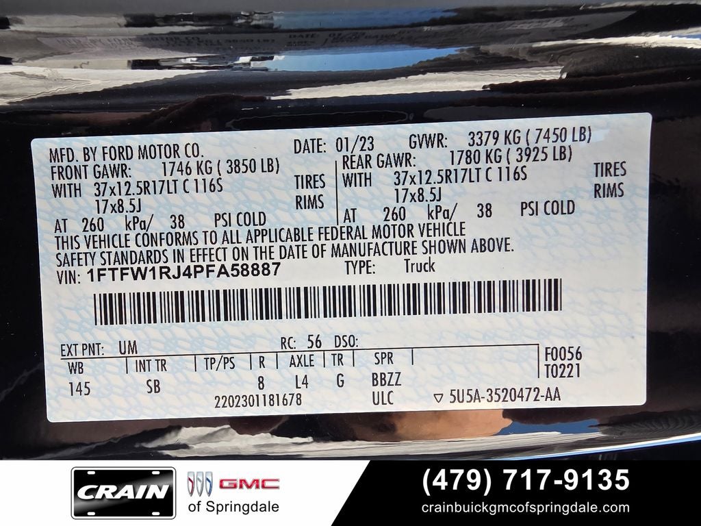 2023 Ford F-150 Raptor TWIN PANEL ROOF GRAFICS DELETED BEAD LOCK WHEELS